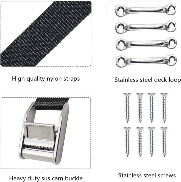 Caiman Heavy Duty Stainless Steel Marine Cam Buckle Straps 70“ - Image 3