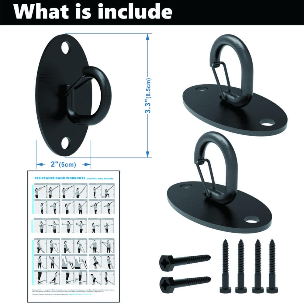FITKIT Wall Mount Anchors for Resistance Bands, Space Saving Workout Hooks for Strength Training, Home Gym Anchors for Physical Therapy Exercise - Image 3